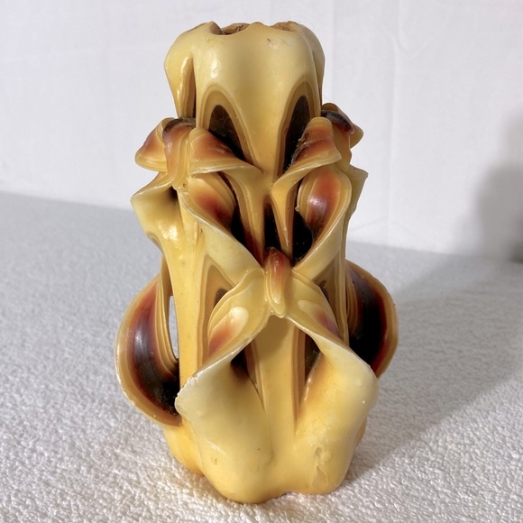 Vintage 70s Handmade Hand Carved Multi Layer Multi Colour Ribbon Wax Candle - Picture 14 of 14